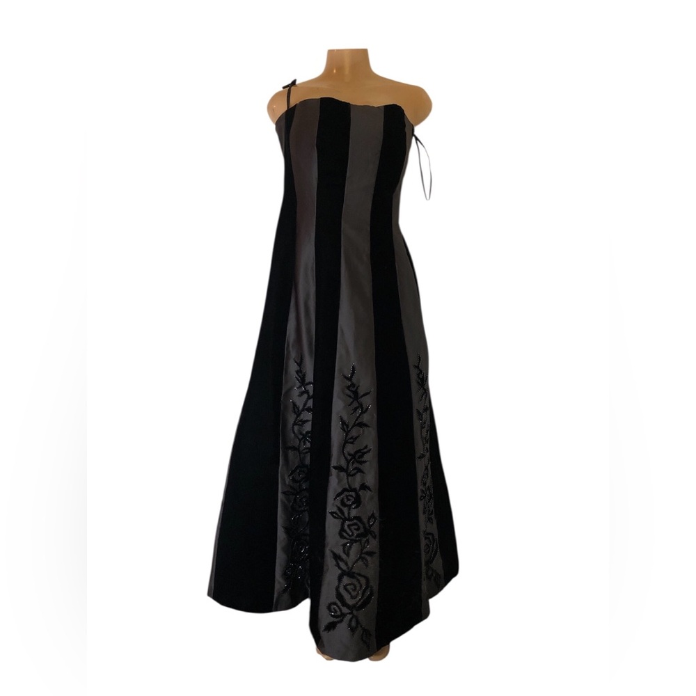 Cache Black and Gray One-Shoulder Dress